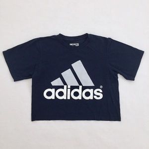 Adidas Navy Blue The Go-To Tee Gray & White Logo.